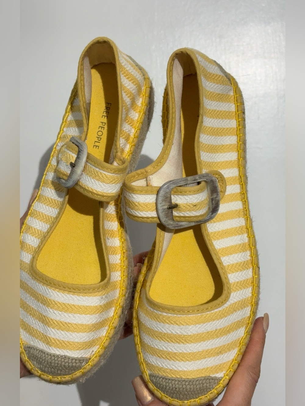 NWOT Free People Surfside 2.0 Espadrille Platform Mary Janes, Lemon Zest - Picture 4 of 15